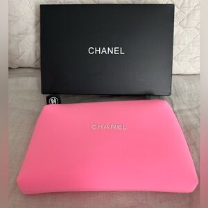 NEW CHANEL NEOPRENE 5”x 8” POUCH WITH BOX, PRETTY IN PINK!